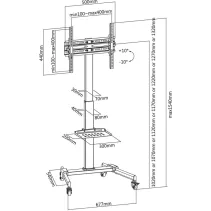 Techly ICA-TR21L Stojak mobilny TV 32-55" z półką AV - B2B Netinet