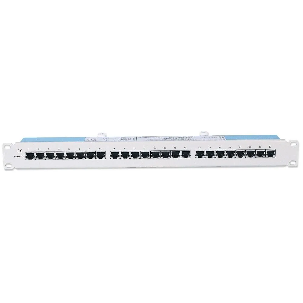 Patch panel 1U Cat5e STP, 24 porty RJ45, szary
