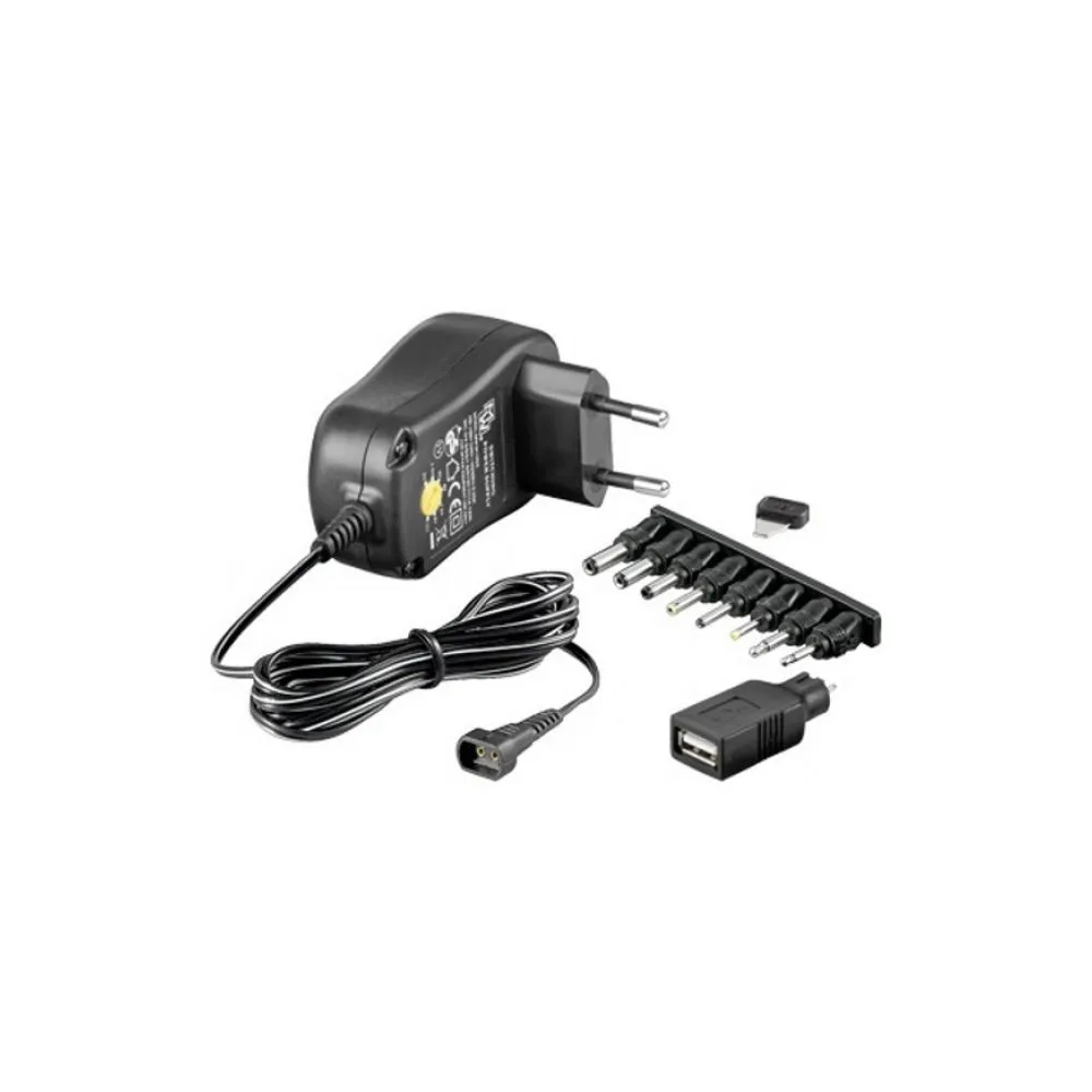 Uniwersalny zasilacz 230V, 12W/1A, 3-12V, 6 wtyków DC, 1xUSB