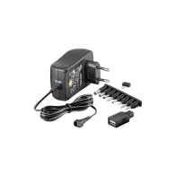 Uniwersalny zasilacz 230V, 18W/1,5A 3-12V, 8 wtyków DC 1xUSB