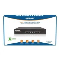 Switch 8x RJ45 Gigabit PoE+ 140W, metal, 19"