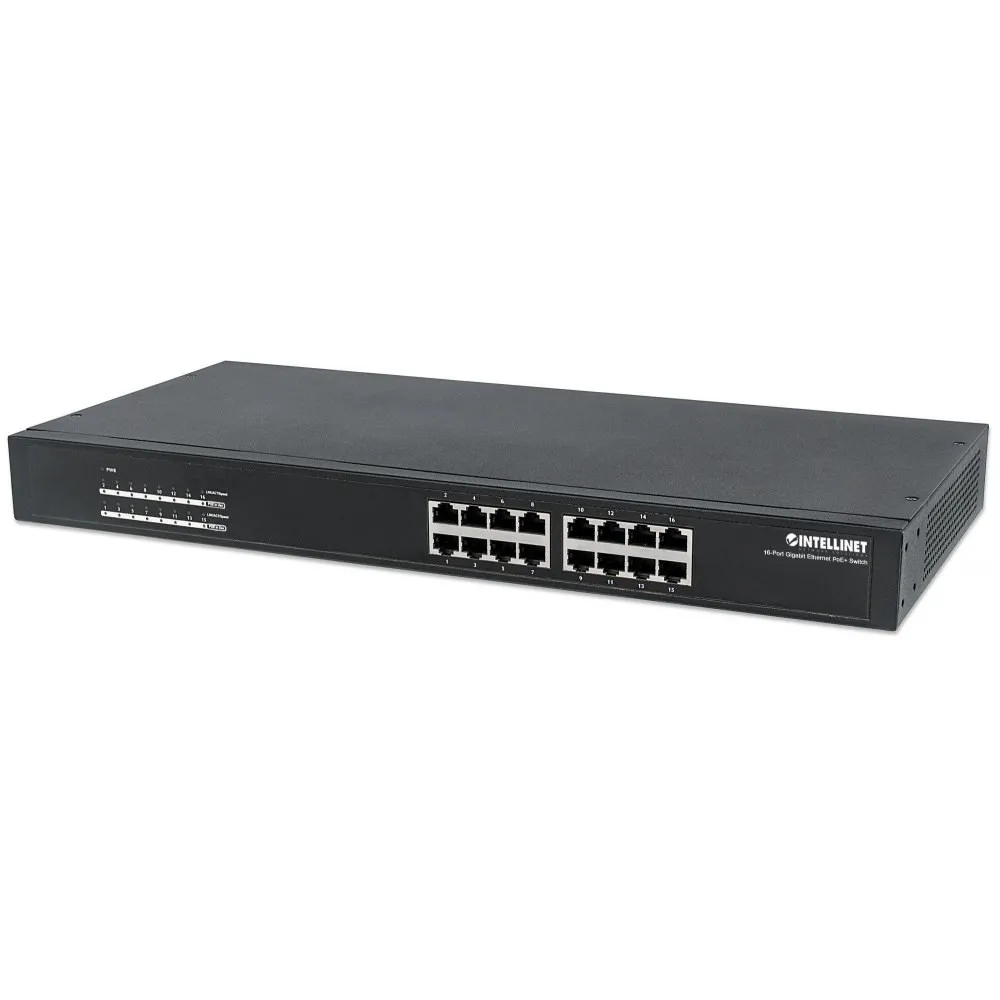 Switch 16x RJ45 Gigabit PoE+ 220W, metal, 19"