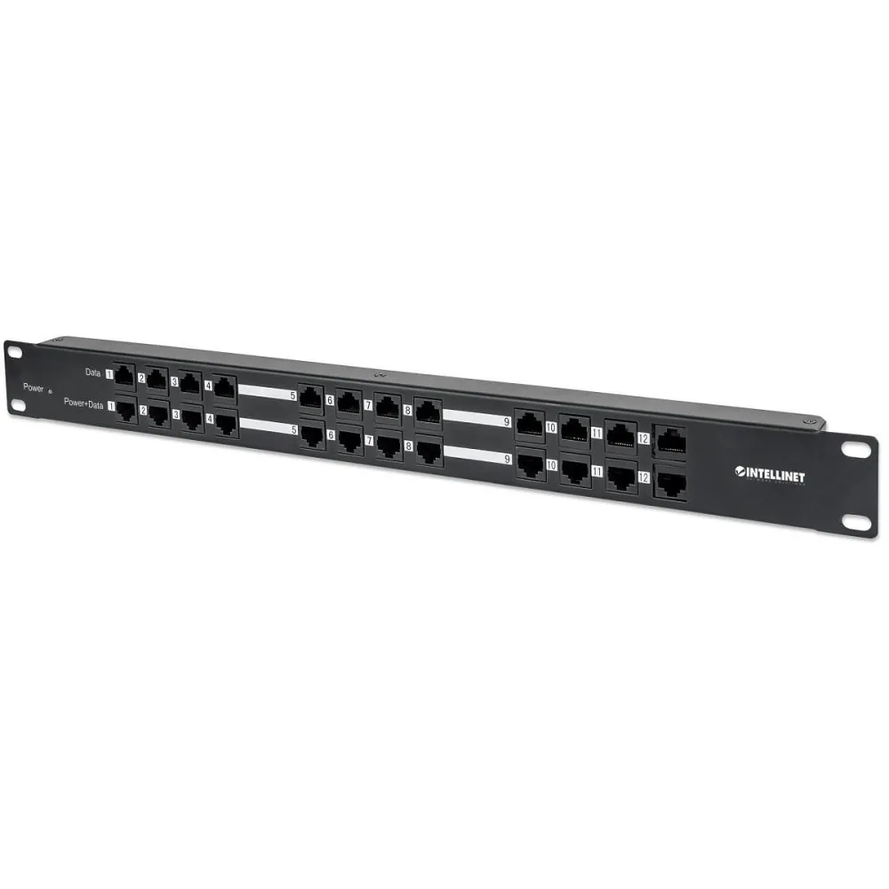 Patch panel/zasilacz PoE, 24x RJ45 120W, 1U, Cat5e