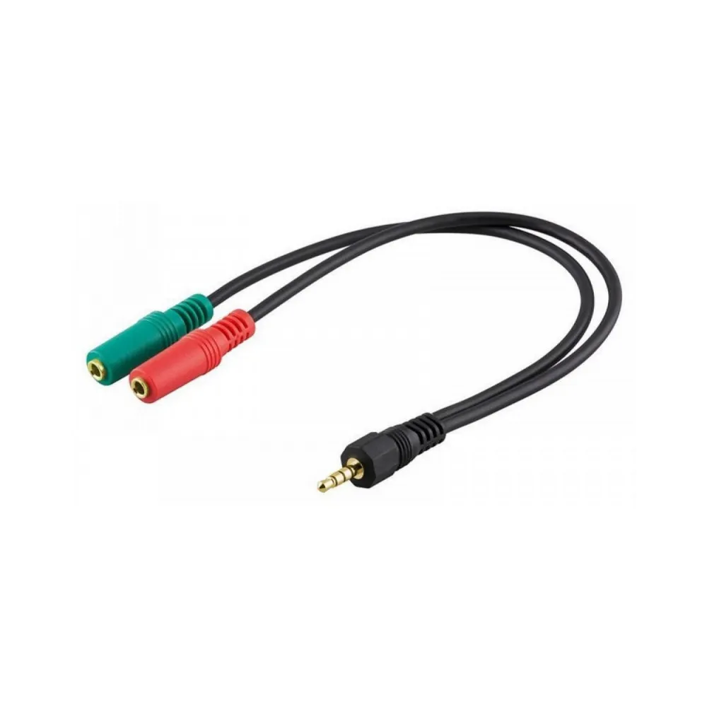 Adapter słuchawek i mikrofonu Jack 3.5mm 4-Pin M/2x F