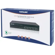 Switch 8x RJ45 10/100 w tym 4 PoE+ 70W, metal, desktop/19"