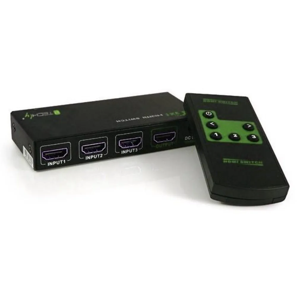 Techly 309913 Switch 3x1 HDMI 4K*30Hz z pilotem IR