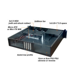 Techly 101980 Obudowa serwera Micro ATX / Mini ITX Rack 19" 2U