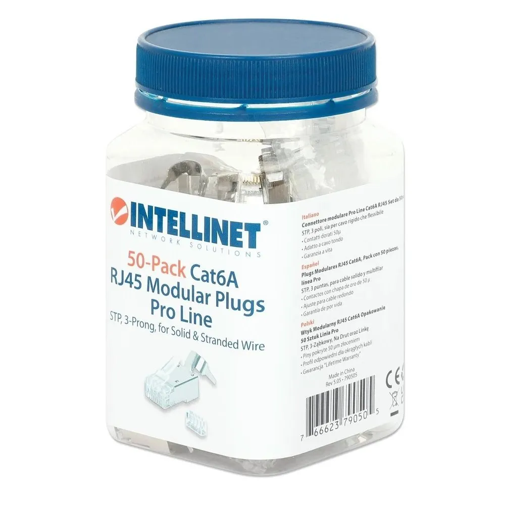 Wtyk RJ45 8P/8C Cat6a STP, linka/drut, linia PRO, 50 szt