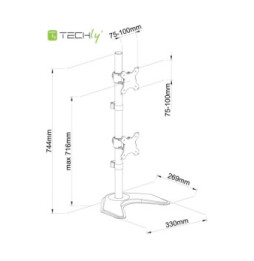 Ramię lcd biurko X2 pion stand