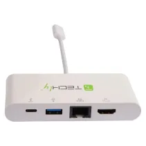 Adapter USB-C na HDMI 4K, USB-A 3.0, RJ45 Gigabit, USB-C PD