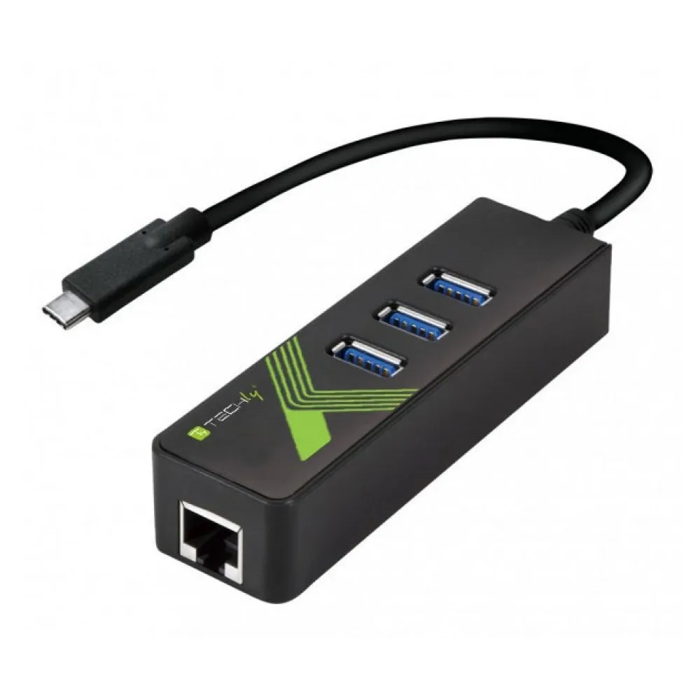 Karta sieciowa/adapter USB-C na RJ45 Gigabit, hub 3x USB 3.0