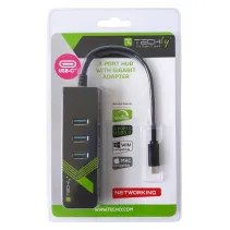 Karta sieciowa/adapter USB-C na RJ45 Gigabit, hub 3x USB 3.0