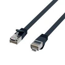 Patchcord FLAT Cat6a UFTP 0,5M 100% Cu czarny