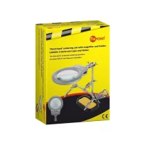 Chwytak stojący 'trzecia ręka' z lupą i podstawką do lutownicy