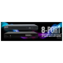 Switch zarządzalny AV 8x RJ45 Gigabit PoE+ 255W, 2x SFP