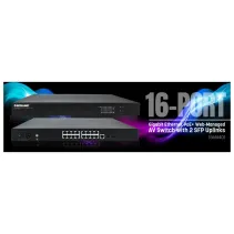 Switch zarządzalny AV 16x RJ45 Gigabit PoE+ 255W, 2x SFP