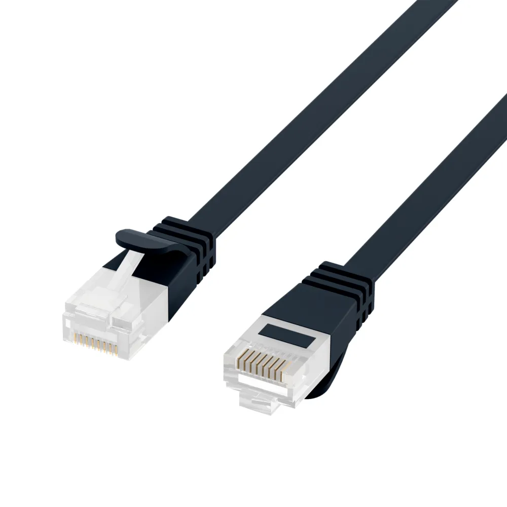 Patchcord flat Cat6a UTP 5M 100% Cu czarny