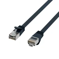 Patchcord flat Cat6a UFTP 1M 100% Cu czarny