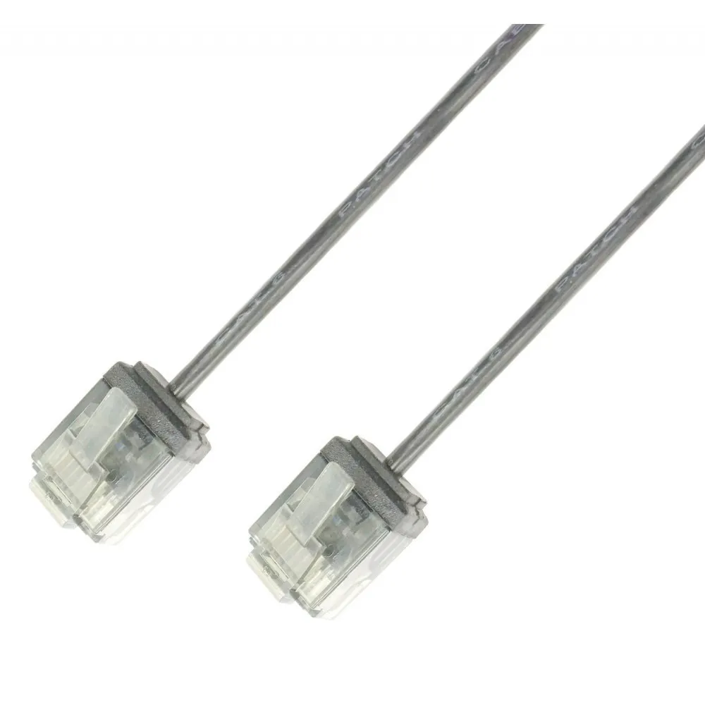 Patchcord slim Cat6 UTP 2M 100% Cu szary