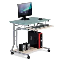 Techly 305687 Biurko komputerowe mobilne szklane 80x60 - B2B Netinet