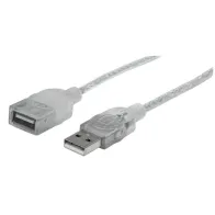 Kabel USB 2.0 przedłużacz USB-A na USB-A M/F 1.8m srebrny
