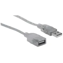Kabel USB 2.0 przedłużacz USB-A na USB-A M/F 1.8m srebrny