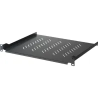 Półka 1U 400mm rack 19, 2 pkt mocowania, perforowana czarna
