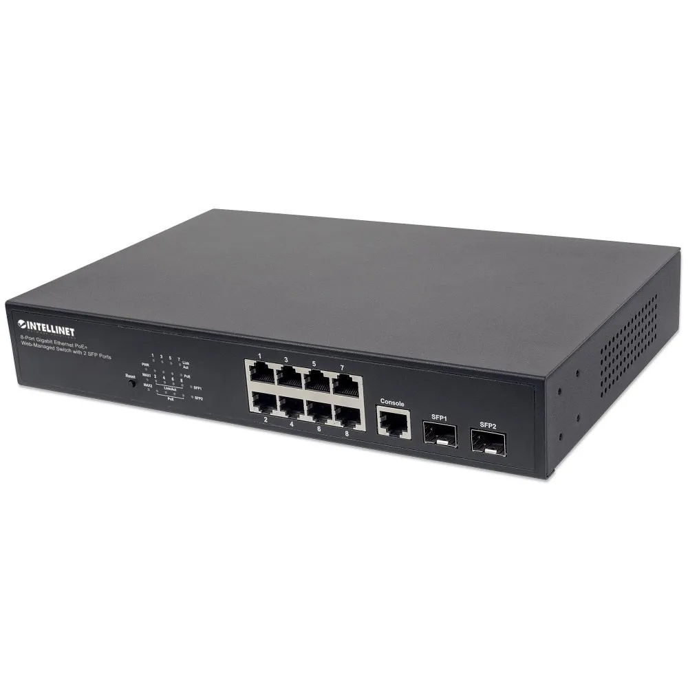 Switch zarządzalny 8x RJ45 Gigabit PoE+ 140W, 2x SFP
