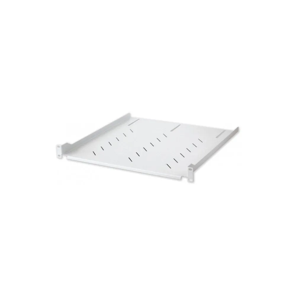 Półka 1U 470mm rack 19, 4 pkt mocowania, perforowana, szara