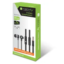 Słuchawki stereo do telefonu, douszne z mikrofonem czarne