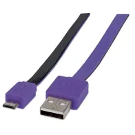 Kabel USB 2.0 USB-A na USB-MicroB M/M płaski 1m