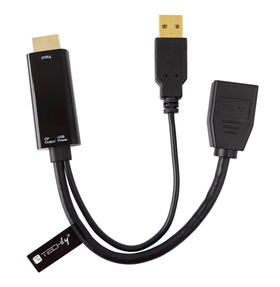 Adapter HDMI z zasilaniem USB na DisplayPort 4K*30Hz M/F