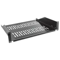 Półka 2U 400mm rack 19, 2 pkt mocowania, perforowana czarna