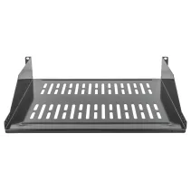 Półka 2U 400mm rack 19, 2 pkt mocowania, perforowana czarna