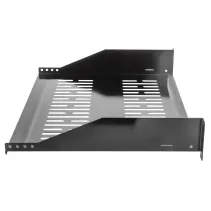 Półka 2U 400mm rack 19, 2 pkt mocowania, perforowana czarna