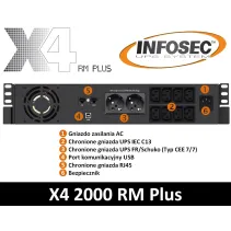 Zasilacz awaryjny UPS X4 2000 RM Plus, 2000VA, 1200W, 2x FR/Schuko, 8x C13