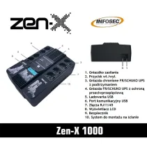 Zasilacz awaryjny UPS Zen-X 1000, 1000VA, 600W, 8x FR/Schuko