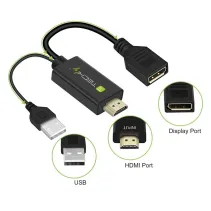 Adapter HDMI z zasilaniem USB na DisplayPort 4K*30Hz M/F
