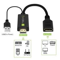 Adapter HDMI z zasilaniem USB na DisplayPort 4K*30Hz M/F