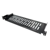 Półka 1U 150mm rack 19, 2 pkt mocowania, perforowana, czarna