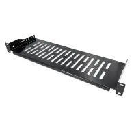 Półka 1U 150mm rack 19, 2 pkt mocowania, perforowana, czarna
