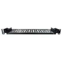 Półka 1U 150mm rack 19, 2 pkt mocowania, perforowana, czarna