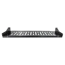Półka 1U 150mm rack 19, 2 pkt mocowania, perforowana, czarna