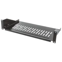 Półka 2U 250mm rack 19, 2 pkt mocowania, perforowana czarna