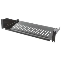 Półka 2U 250mm rack 19, 2 pkt mocowania, perforowana czarna