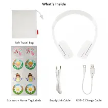 Słuchawki Bluetooth dla dzieci, 75/85/94dB Play+ białe