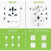 Adapter podróżny wtyków zasilania EU/UK/USA ładowarka 3x USB