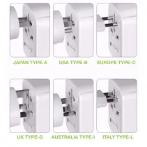 Adapter podróżny wtyków zasilania EU/UK/USA ładowarka 3x USB