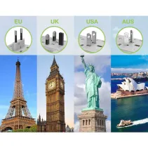 Adapter podróżny wtyków zasilania EU/UK/USA ładowarka 3x USB
