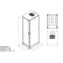 Szafa stojąca rack 19 33U 600x600 drzwi szklane cokół
